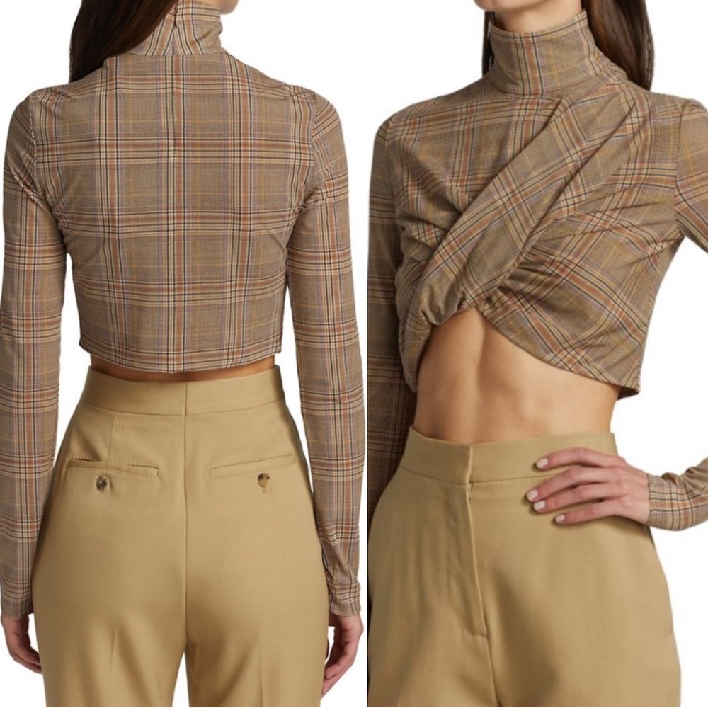 Burberry Cropped Wrap Turtleneck Top